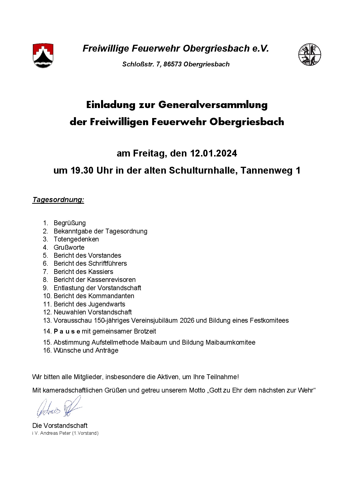 2023 12 30 Einladung Generalversammlung 2024